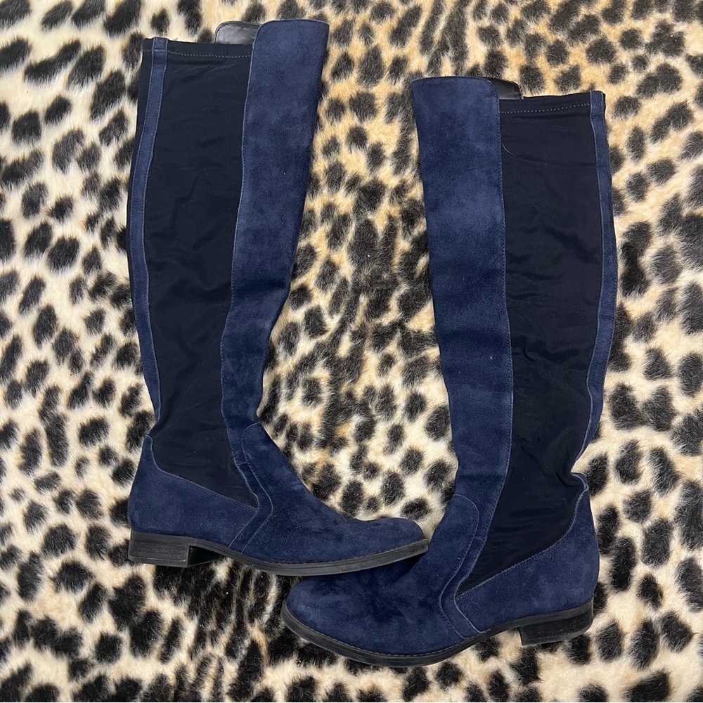 Audrey Brooke Navy and Black Knee-High Boots